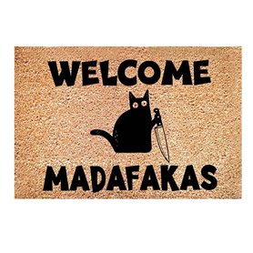 Wanjorlay 1 paillasson imprimé « Dark Cat Welcome Madafakas » - Décoration de maison