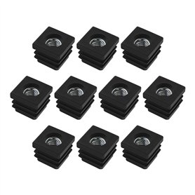 eMagTech 10 Pièces 20x20mm M8 Roulettes Réglables Carrées écrous Bouchons de Tuyau Embouts de Tuyau en Plastique pour Chaises de