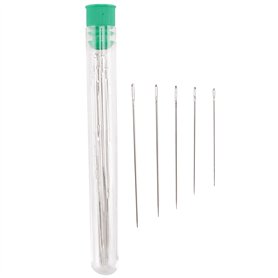 EXMDLLY 25 Aiguilles à Coudre à Gros Chas - 5 Tailles D'Aiguilles à Coudre à la Main à Gros Chas dans Un Tube de Rangement Trans