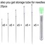 EXMDLLY 25 Aiguilles à Coudre à Gros Chas - 5 Tailles D'Aiguilles à Coudre à la Main à Gros Chas dans Un Tube de Rangement Trans