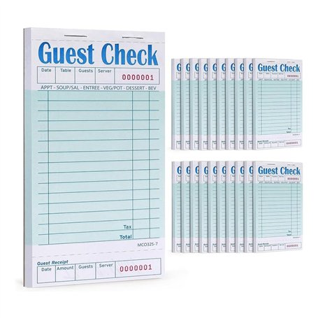Ticarus Lot de 20 carnets de chèques d'invités pour serveurs