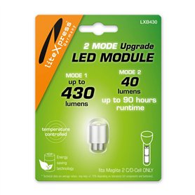 LiteXpress LXB430 Module de mise à niveau LED 2 modes 430 ou 40 lumens uniquement pour lampes torches Maglite 2 C/D