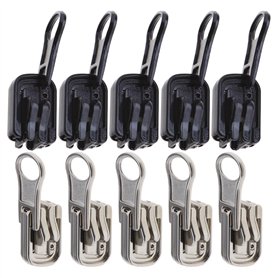 ECSiNG Lot de 10 fermetures éclair de rechange réversibles avec kit d'arrêt en forme de U pour tentes d'extérieur et vêtements d
