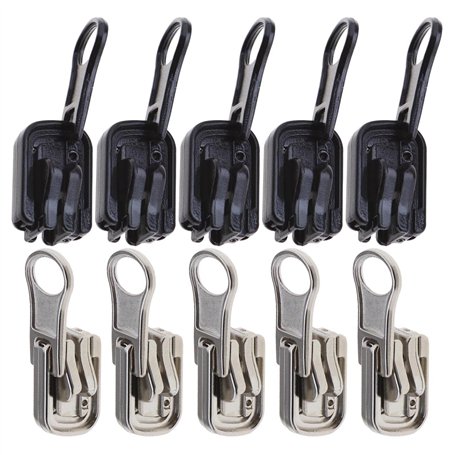 ECSiNG Lot de 10 fermetures éclair de rechange réversibles avec kit d'arrêt en forme de U pour tentes d'extérieur et vêtements d