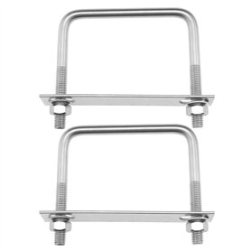 SG Store Lot de 2 boulons carrés en U avec filetage M10 - Largeur intérieure : 100 mm - Longueur : 100 mm - En acier inoxydable