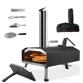 Four a Pizzas extérieurs à bois: KitchenBoss aciers inoxydables portable grille pizza avec pierre tournante de jardin avec granu