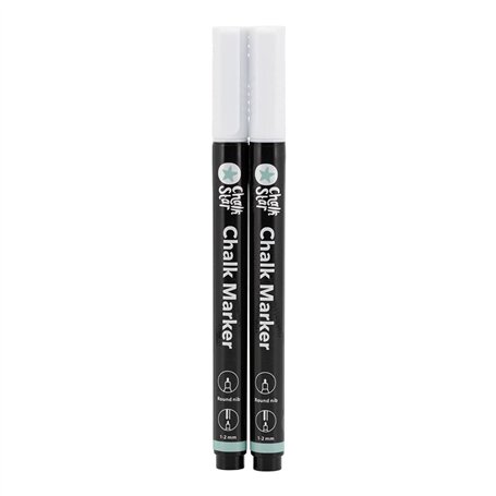 SECURIT Chalkstar Lot de 2 marqueurs à craie liquide blanche pour tableau noir