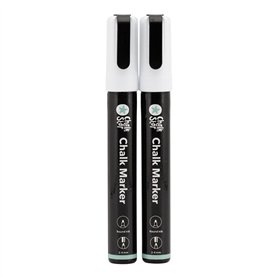 SECURIT Chalkstar Lot de 2 marqueurs à craie liquide blanche pour tableau noir
