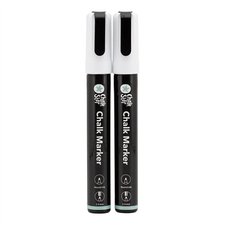 SECURIT Chalkstar Lot de 2 marqueurs à craie liquide blanche pour tableau noir