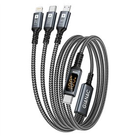 100W Câble USB C vers Câble Multi USB [2M] 3 en1 USB Câble vec écran LED Charge Rapide Chargeur USB avec Micro USB Type C Lightn