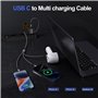 100W Câble USB C vers Câble Multi USB [2M] 3 en1 USB Câble vec écran LED Charge Rapide Chargeur USB avec Micro USB Type C Lightn