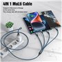 Câble Multi USB, 4 en 1 Câble Universel [1.2M] Multi USB Câble de Chargement en Nylon avec Micro USB Type C Lightning Câble pour