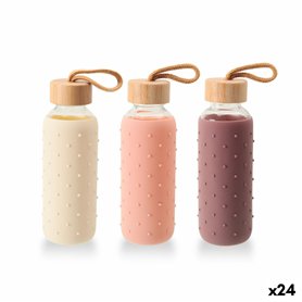 Bouteille d'eau Bewinner verre Silicone 400 ml 7 x 7 x 19