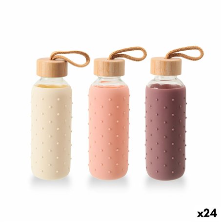 Bouteille d'eau Bewinner verre Silicone 400 ml 7 x 7 x 19