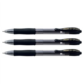 PILOT Lot de 3 Stylos roller à encre gel G-2 pointe large 1mm noir