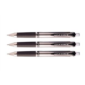 UNI-BALL Lot de 3 Rollers encre gel Impact Signo Broad UMN152/10S auto rétractable grip pointe large 1mm noir