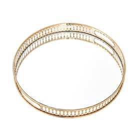 SPAKAMTZTK Vintage Verre Métal Métal Plateau De Stockage Gold Plaque Desktop Petits Articles Bijoux Plaque de Bijoux Plateau Mir