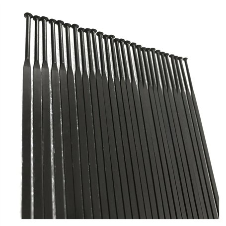 Lot de 12 rayons droits en acier inoxydable calibre 14G Roue de vélo de route Noir 280 mm