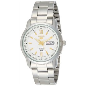Seiko 5 automatique cadran blanc argent acier inoxydable hommes montre SNKP15K1