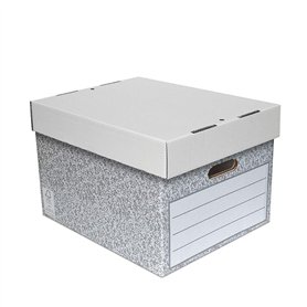 SUMMIT Lot de 5 grandes boîtes de rangement d'archives avec couvercles - En carton recyclé durable pour bureau