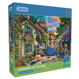Gibsons Morning in the Med – Puzzle de 500 pièces XL extra large | Puzzle méditerranéen | Puzzle durable pour adultes en carton