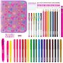 Abeec Coffret de 44 Crayons Pailletés - Ensemble de Papeterie pour Filles comprenant : Trousse à Crayons