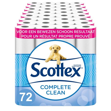 Scottex Papier toilette Complete Clean Blanc 72 rouleaux (8x9r)