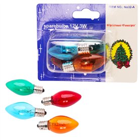 MRS CHRISTMAS 4 E12 Multi Screw in Tulip Bulbs -12V 3W 0.25A-32