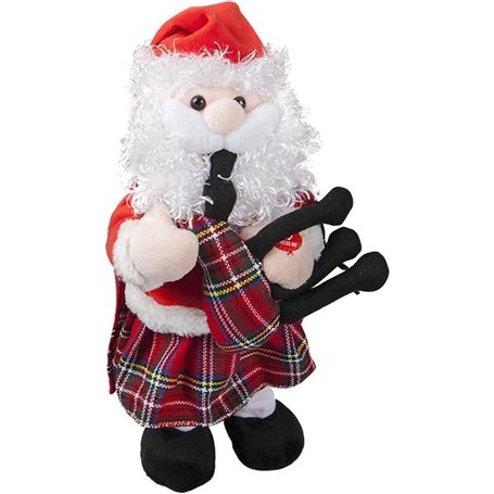 Toyland® Père Noël écossais 30 cm – Père Noël dansant et chantant animé avec cornemuse – Décoration de Noël fantaisie