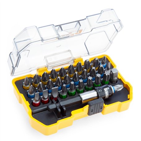DEWALT Petit Coffret 32 Pièces Embouts de Vissage de 25 mm Avec Code Couleur Haute Performance + Porte-Embouts