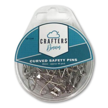Crafters Dream Lot de 40 épingles de sûreté incurvées plaquées nickel et carbone 38 mm conçues pour le matelassage. Idéales pour