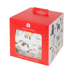 Talking Tables Papier toilette Noël fantaisie avec chats | Accessoire de salle de bain Funny Loo