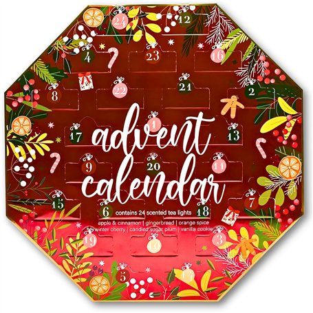 SGM Calendrier de l'Avent 2024 – Bougies chauffe-plat parfumées de Noël pour les amateurs de parfum d'intérieur | Calendrier de