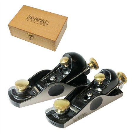 Faithfull FAIPLANEBPS 6012 et 912 Lot de 2 rabots à bloc dans une boîte en bois