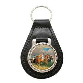Giftshop UK Cheval de Course sous Démarreurs Commandes Cuir Porte-Clé