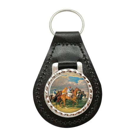 Giftshop UK Cheval de Course sous Démarreurs Commandes Cuir Porte-Clé