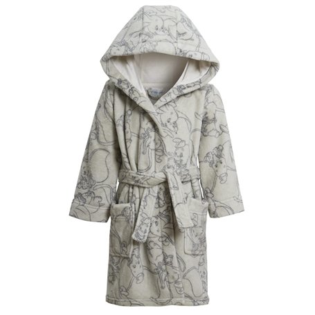 Disney Dumbo Peignoir à capuche en polaire pour bébé fille et garçon Motif éléphant Gris