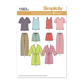 Simplicity Patron de Couture 1563 : vêtements de Nuit pour Hommes et Adolescents