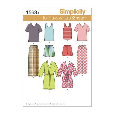 Simplicity Patron de Couture 1563 : vêtements de Nuit pour Hommes et Adolescents