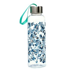 Puckator BOT170 Bouteille d'eau réutilisable en Plastique avec Couvercle métallique Motif Pivoine 500 ML