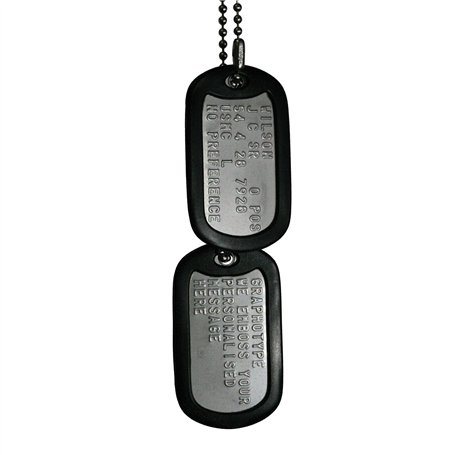 Graphotype™ PLAQUES Militaires - Lot de Deux plaques personnalisées de Style Militaire avec chaîne Boule & Silencieux (Lire LA D
