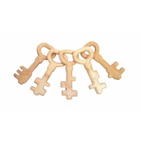 Clés géantes | Clés en bambou | Lot de 5 | Tactile | Jeu de rôle | Accessoire pour raconter des histoires