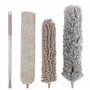 AMOS Plumeau télescopique avec kit de 5 pièces lavable avec tige extensible et chiffon en microfibre Gris