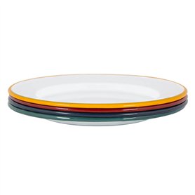 Argon Tableware Plaques de dîner en émail Blanc - Plats de Camping en Plein air en métal - 25.5cm - 4 Couleurs