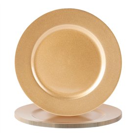 Argon Tableware 6 pièce métallique Chargeur microplaques - Fini métallique - 33cm - Or