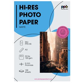 PPD 100 Feuilles x A3 Papier Photo Couché Mat 120g Impression Jet D'Encre