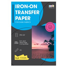 PPD 10 x A3 Papier Transfert Tee-Shirt/Textiles Noirs ou Foncés