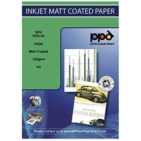 PPD 50 Feuilles x A4 Papier Photo Couché Mat 120g Impression Jet D'Encre