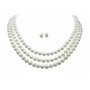 trois brins elena perle d'un blanc naturel collier de culture d'eau douce 7-8mm avec fermoir coulissant