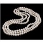 trois brins elena perle d'un blanc naturel collier de culture d'eau douce 7-8mm avec fermoir coulissant